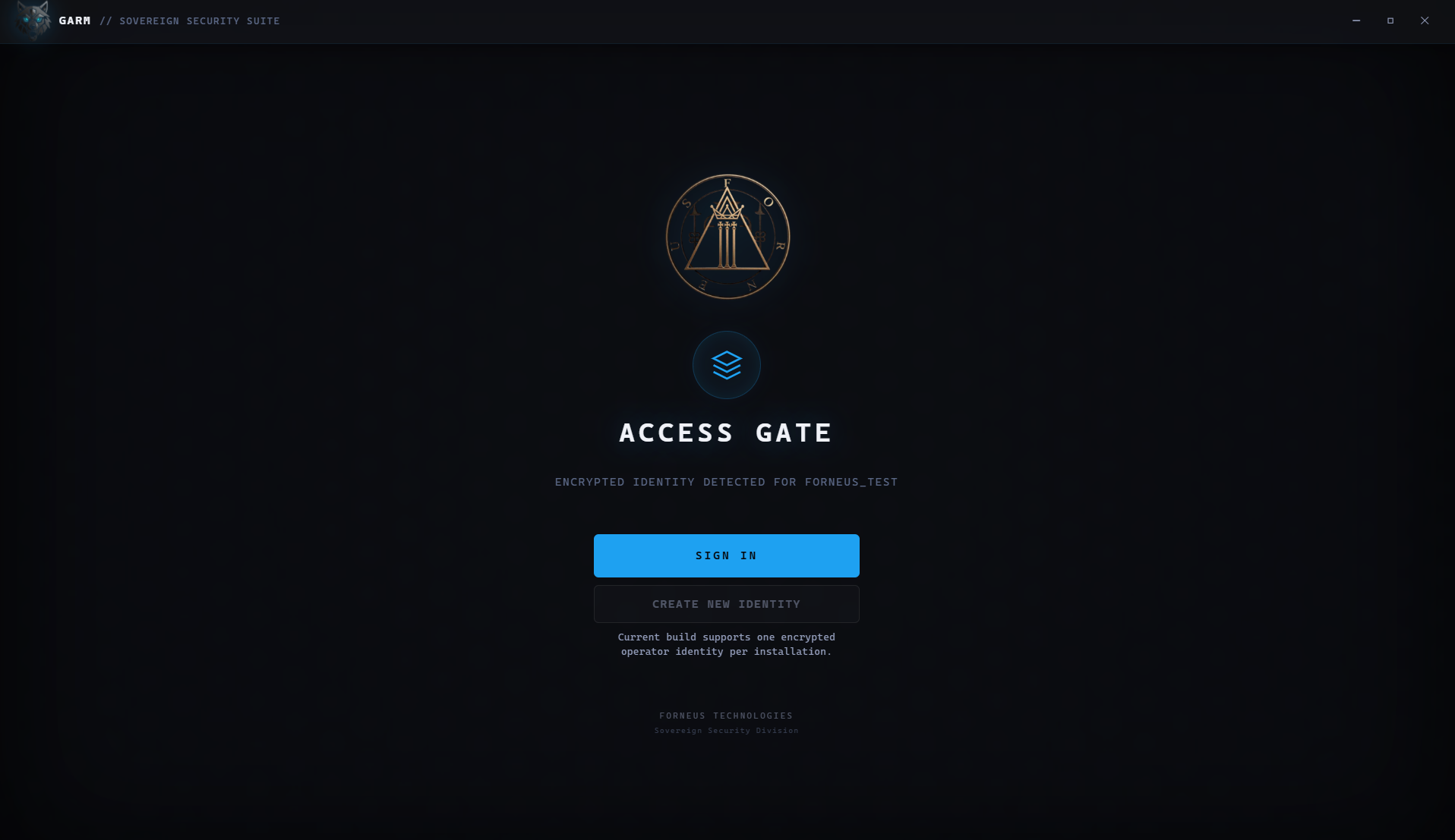 Sovereign Access Gateway Screen